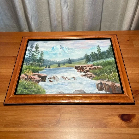 Mountain River Landscape Scene Artwork Framed Artist Signed Wanda Bunch '08 - Picture 13 of 16